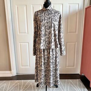 Modelle Tan Black Animal Print Maternity Two Piece Skirt and Long Sleeve Top Set